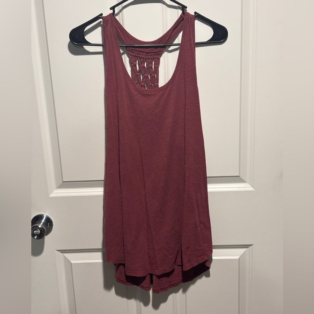 Torrid MAROON Vintage Slub Scoop Neck Macrame Racer Back Tank